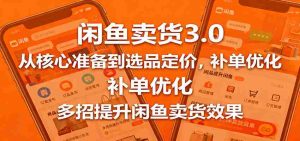 闲鱼卖货3.0，从核心准备到选品定价，补单优化，多招提升闲鱼卖货效果
