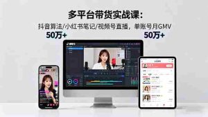 多平台带货实战课18.0：抖音算法/小红书笔记/视频号直播，单账号月GMV50w+