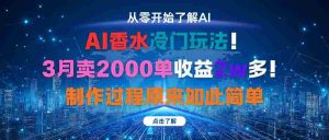 AI香水冷门玩法！3月卖2000单收益2w多！制作过程原来如此简单