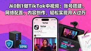 从0到1做TikTok中视频：账号搭建、网络配置、内容创作，轻松实现月入过万