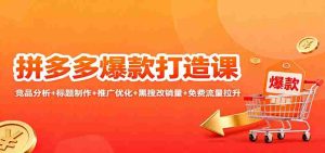 拼多多爆款打造课：竞品分析+标题制作+推广优化+黑搜改销量+免费流量拉升