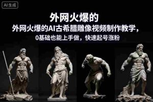 外网火爆的AI古希腊雕像视频制作教学，0基础也能上手做，快速起号涨粉