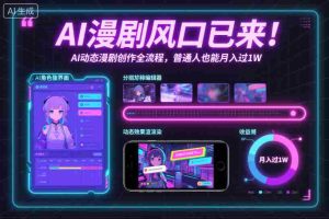 AI漫剧风口已来！AI动态漫剧创作全流程，普通人也能月入过1W